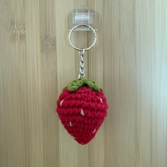 Handmade Other - Strawberry crochet keychain
